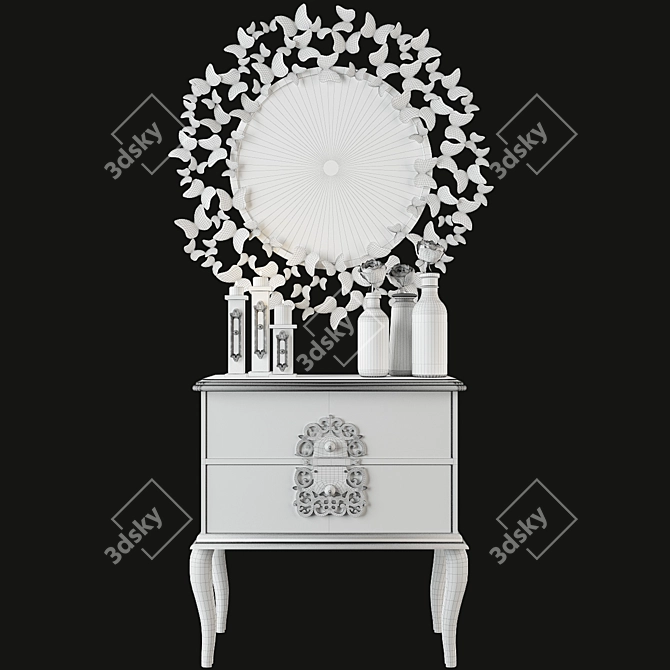 Vintage Inspired White Nightstand 3D model image 3