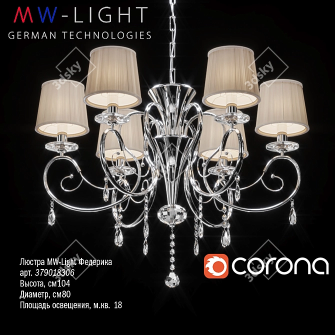 Golden Cream Chandelier: MW-Light Federica 3D model image 1