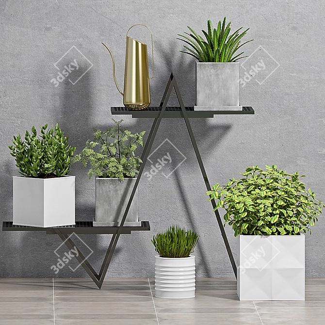 Stylish Planters Set 3D model image 1