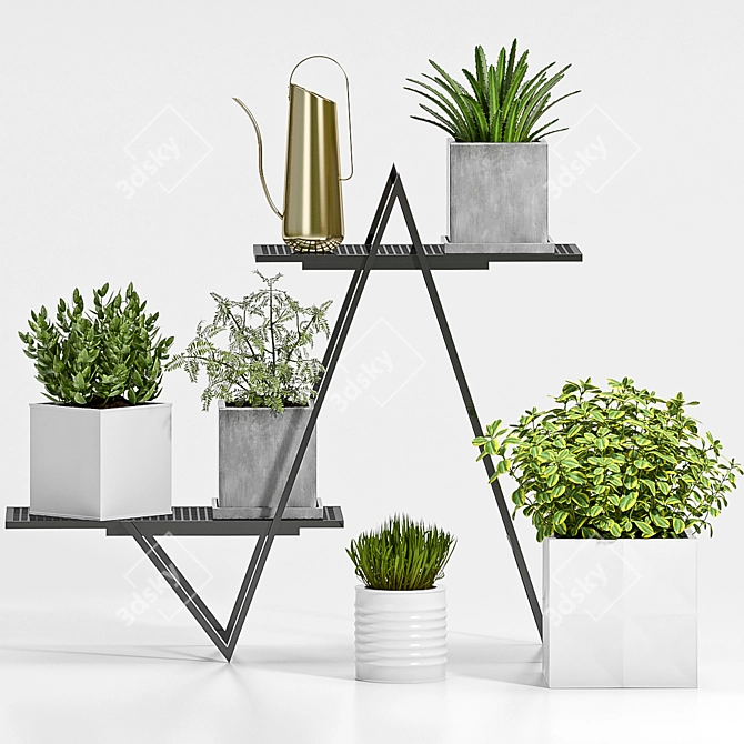 Stylish Planters Set 3D model image 2