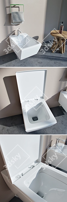 Premium Bathroom Set: Keramag Xeno2 Toilet, Bidet, Gessi ISPA Faucet 3D model image 3