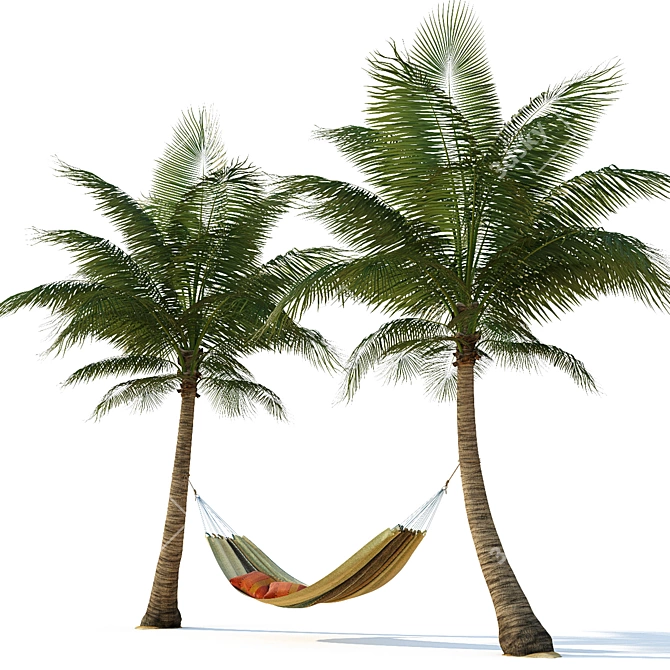 Tropical Paradise Hammock: Relax Among Palm Trees 3D model image 1