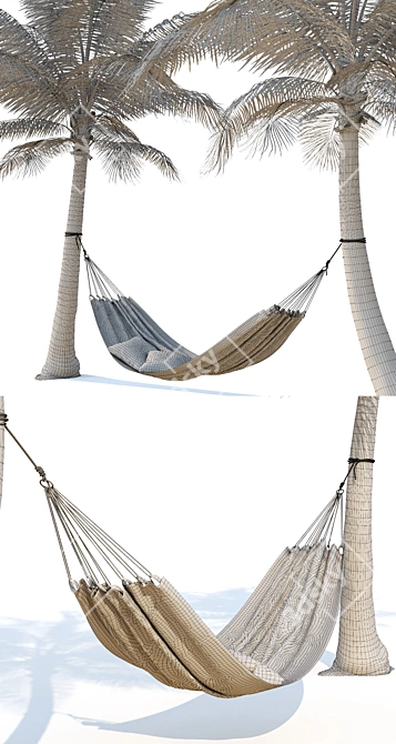 Tropical Paradise Hammock: Relax Among Palm Trees 3D model image 3