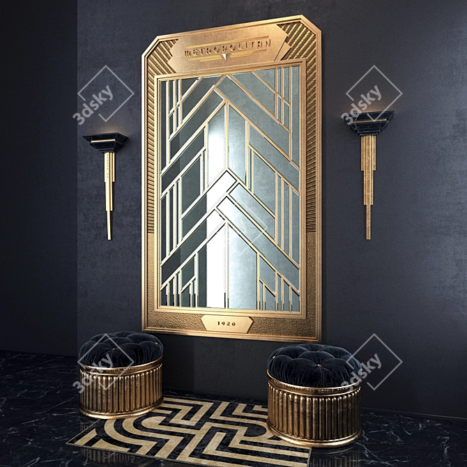 Art Deco Mirror Composition with Elegant Accents 3D model image 1