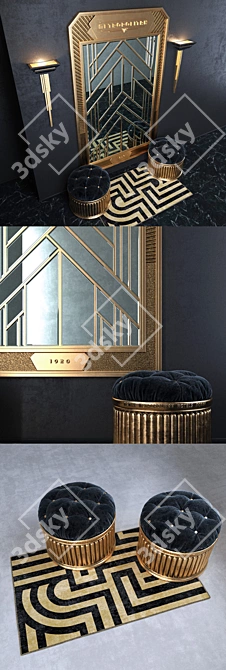 Art Deco Mirror Composition with Elegant Accents 3D model image 2