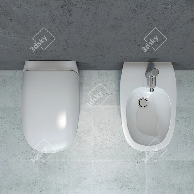 Keramag Citterio Hanging Toilet & Bidet Set 3D model image 2