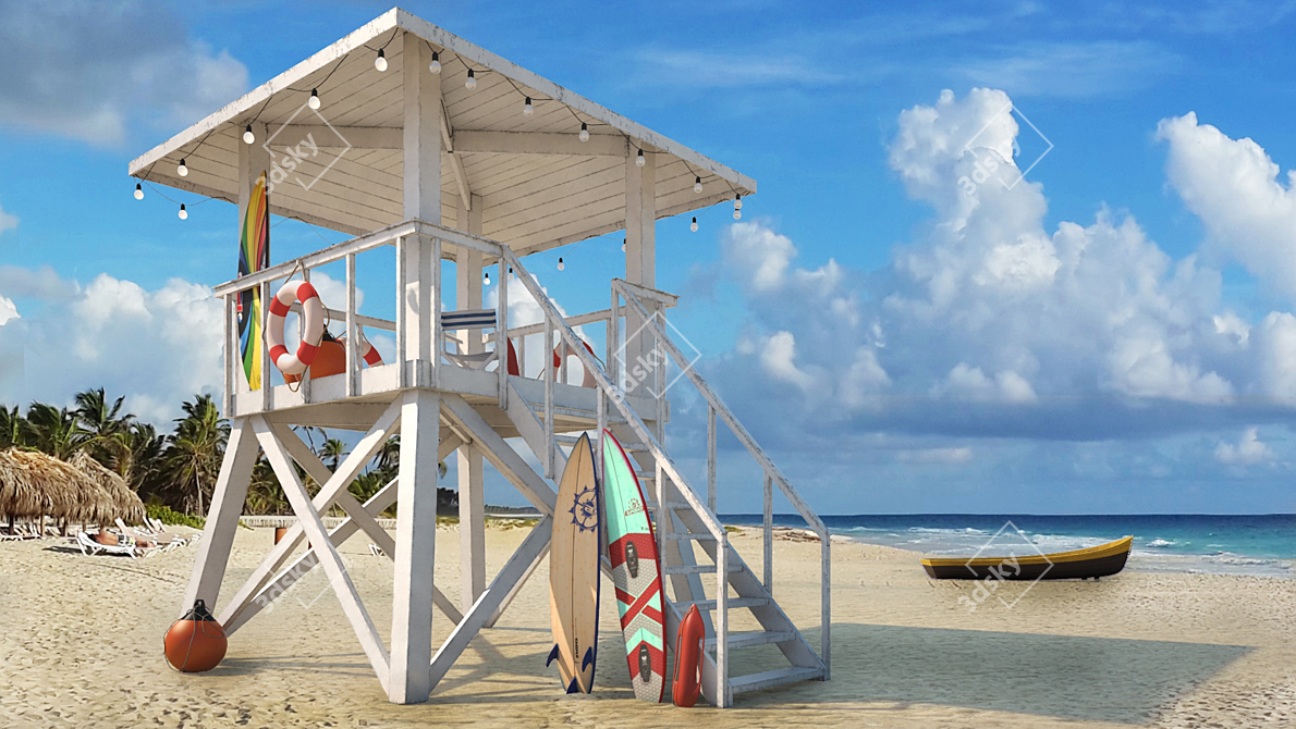 Hawaiian Lifeguard Tower 3D model image 3