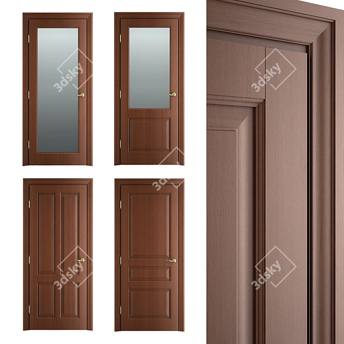 Elegant Massivstyle Interior Door 3D model image 1