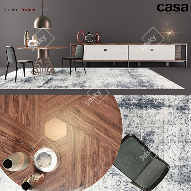 Elegant Dining Set by Mauro 3D model image 3