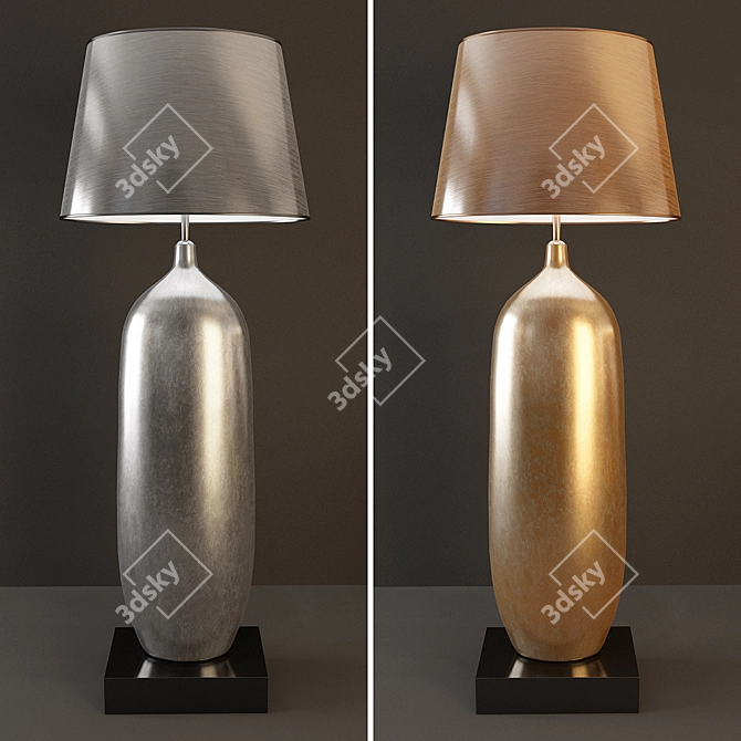 Stylish Silver and Gold Floor Lamp 3D model image 1