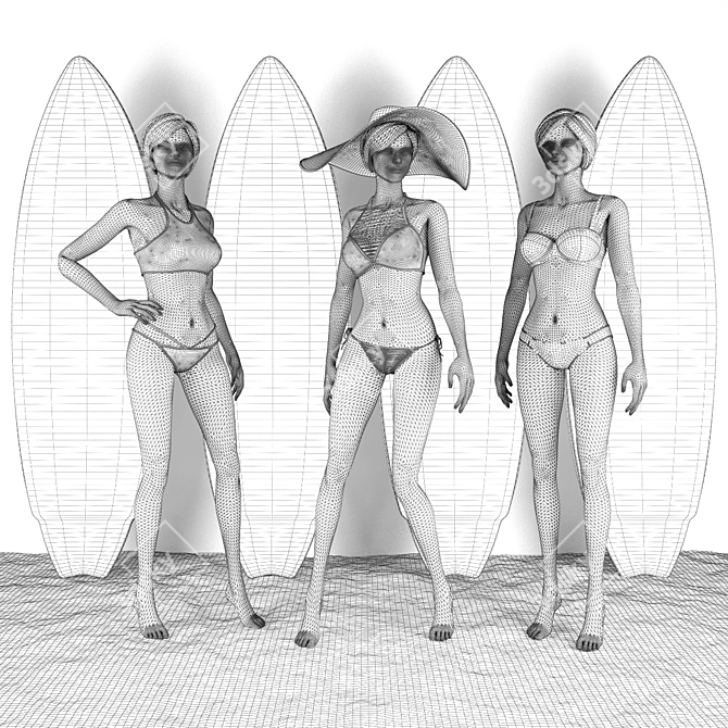 Beach Ready: Victoria's Secret Swimsuits 3D model image 3