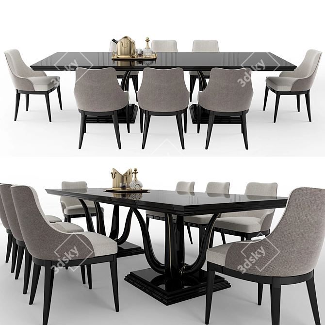 Elegant Galimberti Nino Dining Set 3D model image 1