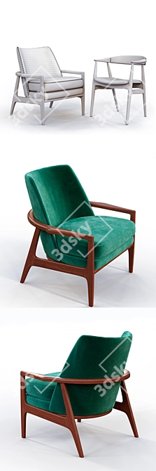 Mid-Century Danish Armchair 3D model image 3