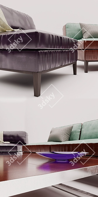 Baxter Godard: Modern Sofa, Armchair & Small Table 3D model image 2