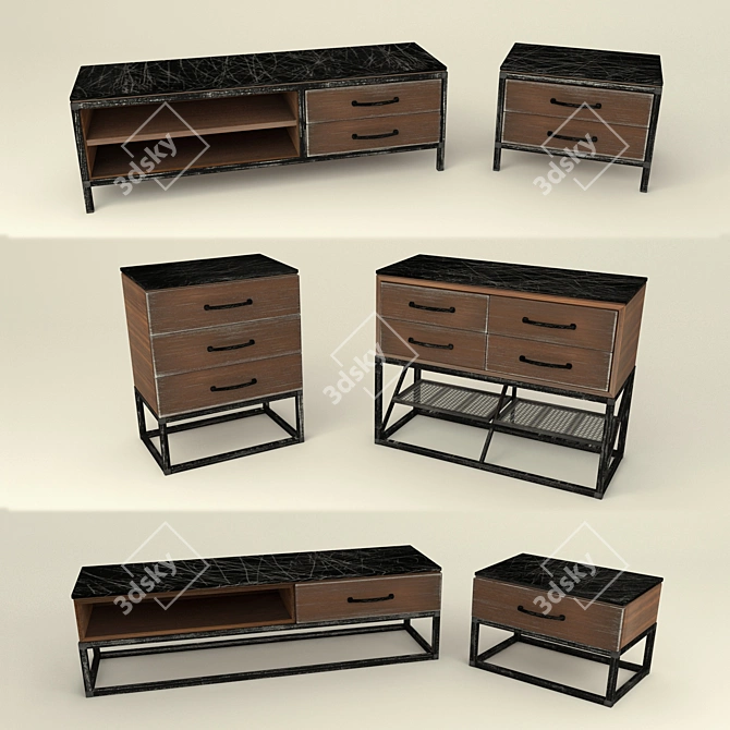 Title: Urban Loft Furniture Set 3D model image 1