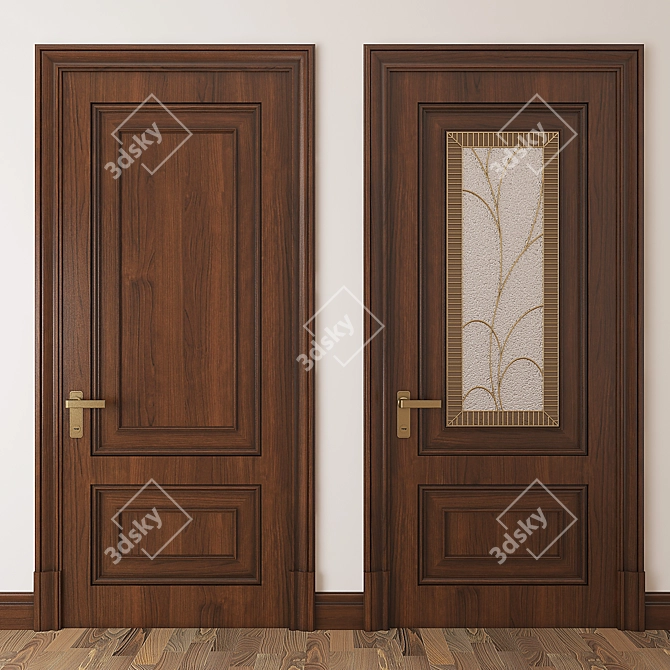 Elegant Classic Door 02 3D model image 2