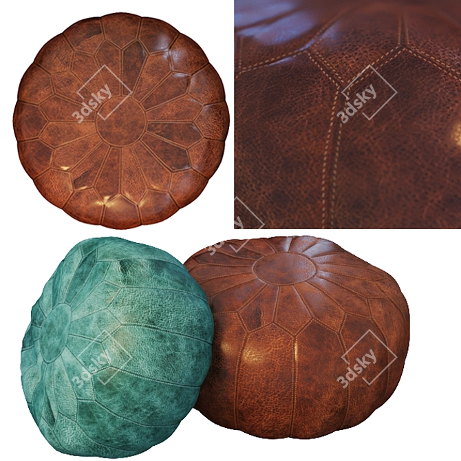 Luxury Leather Pouf 3D model image 1