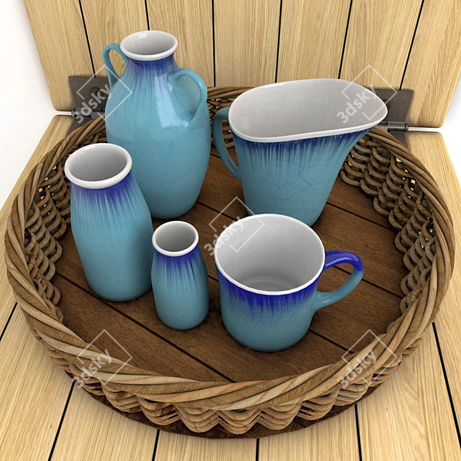 Wooden Basket Pot 3D model image 3