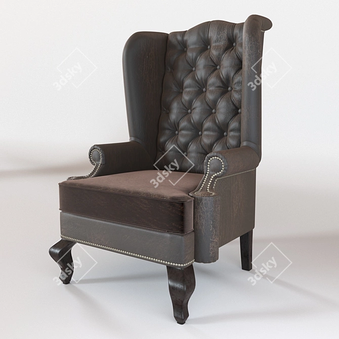 Cozy Fireplace Chair with Ears 3D model image 1