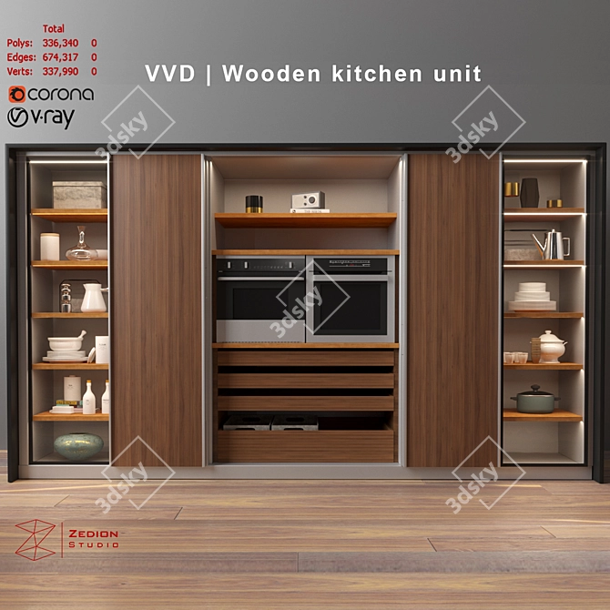 Dada VVD Wooden Kitchen Unit 3D model image 1