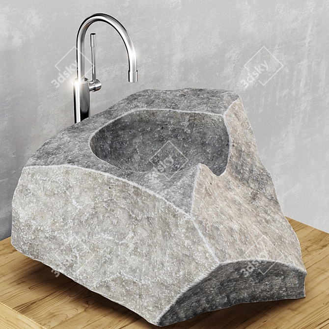 Stylish Stone Washed Bathroom 3D model image 1