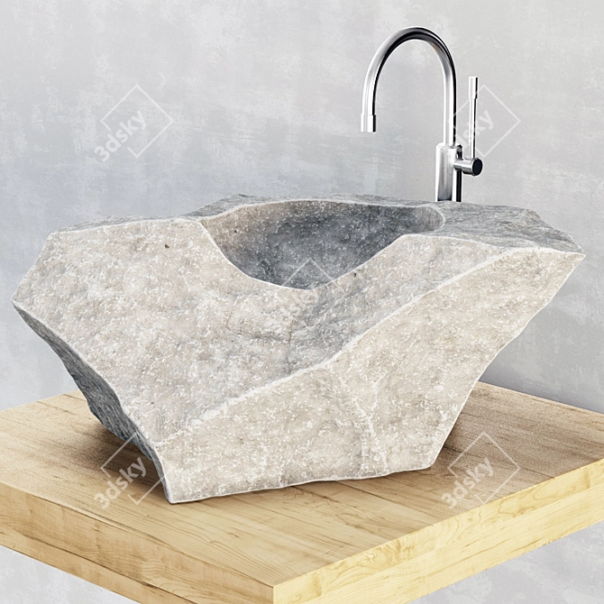 Stylish Stone Washed Bathroom 3D model image 2