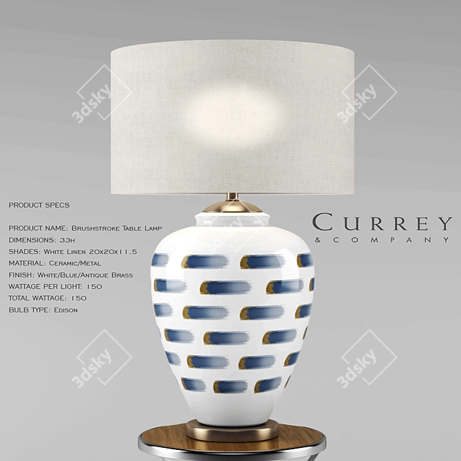 Brushstroke Ceramic Table Lamp 3D model image 1