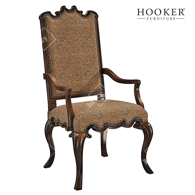 Elegant Canterbury Ebony Arm Chair 3D model image 1