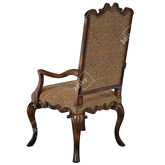 Elegant Canterbury Ebony Arm Chair 3D model image 2