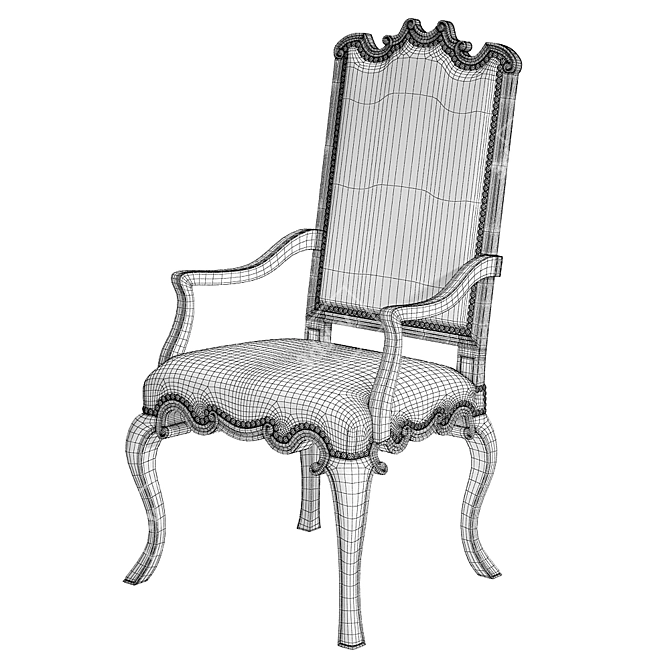 Elegant Canterbury Ebony Arm Chair 3D model image 3