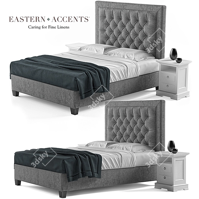 Luxury Milan Tufted Bed 3D model image 1