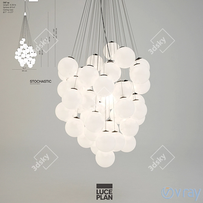 Stylish Stochastik Suspension Light 3D model image 1