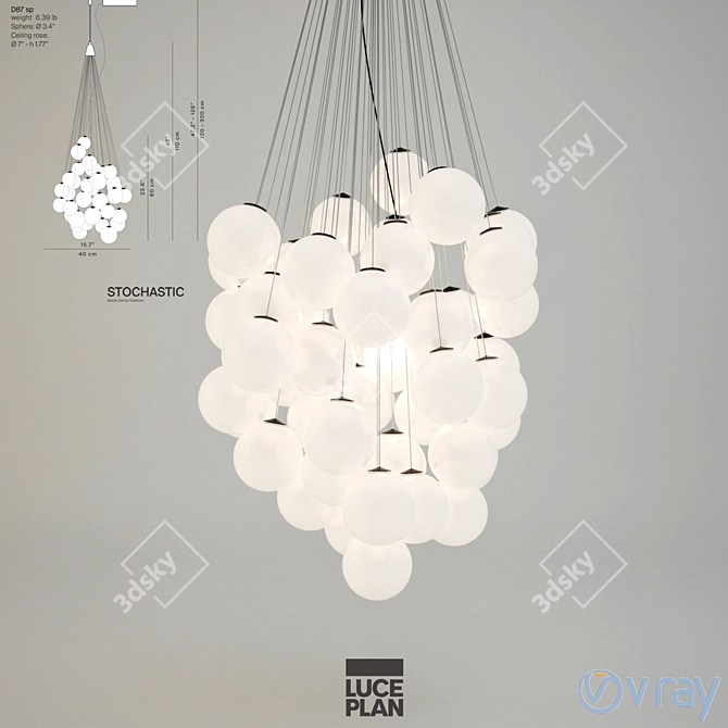 Stylish Stochastik Suspension Light 3D model image 2