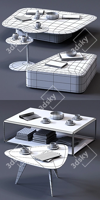 Modern Molteni&C Coffee Tables Set 3D model image 3