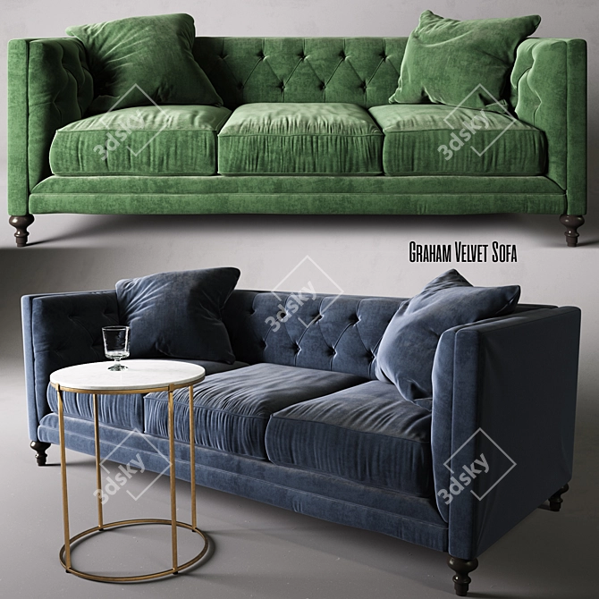Elegant Leavenworth Side Table & Luxurious Graham Velvet Sofa 3D model image 1