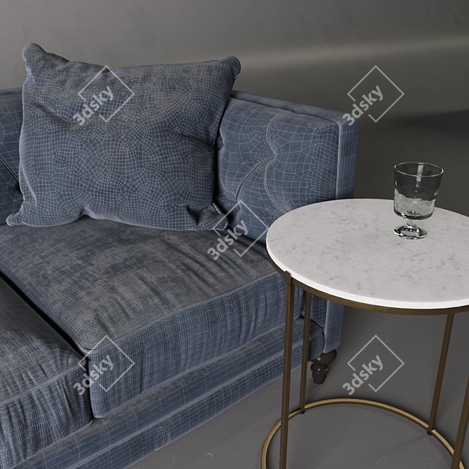 Elegant Leavenworth Side Table & Luxurious Graham Velvet Sofa 3D model image 3