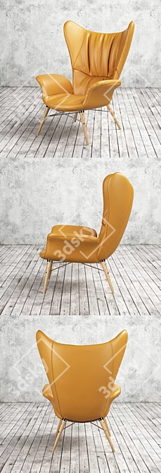 Title: Modern Metal and Leather Armchair 3D model image 2