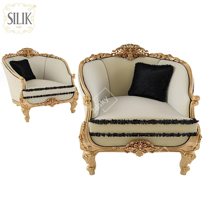 Adone Single Sofa - Elegant White Gold Finish 3D model image 2