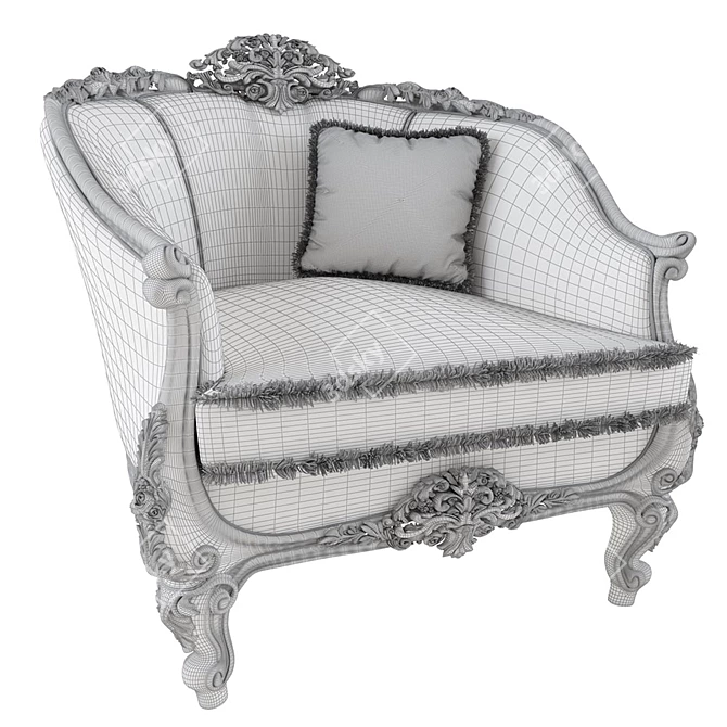 Adone Single Sofa - Elegant White Gold Finish 3D model image 3