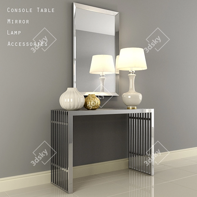 Sleek Modern Console Table 3D model image 1