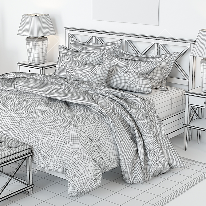 Elegant Clara Lattice Bed Set 3D model image 3