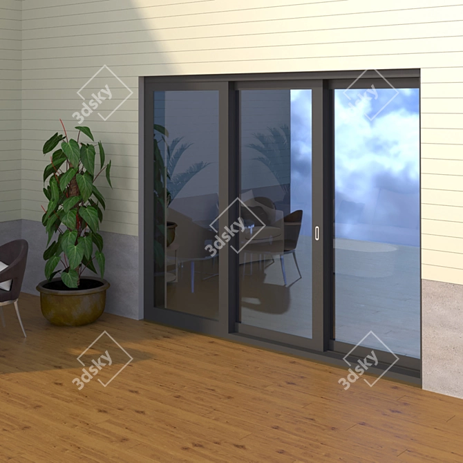 Schuco ASS 70.HI - ST 3E1 Sliding Door 3D model image 2