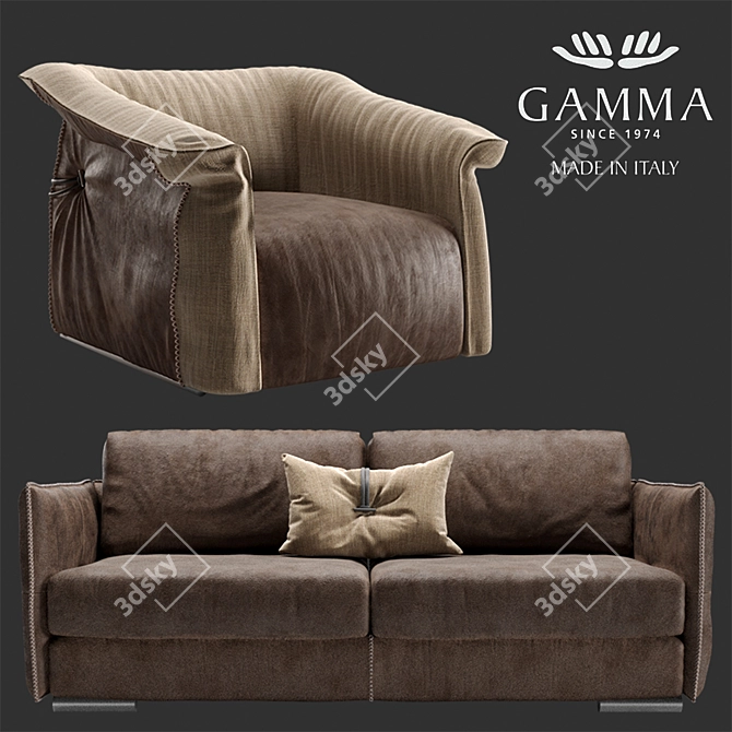 Gamma Alfred Sofa and Charlotte Chair 3D model image 1