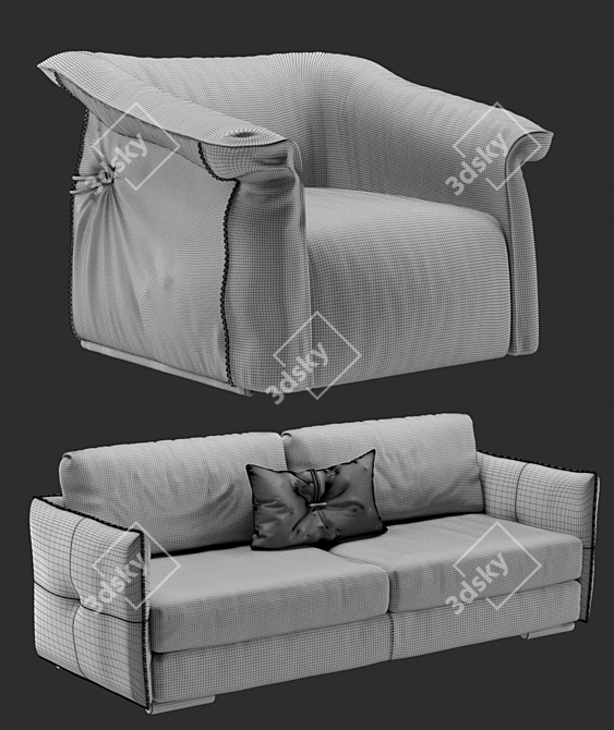 Gamma Alfred Sofa and Charlotte Chair 3D model image 3
