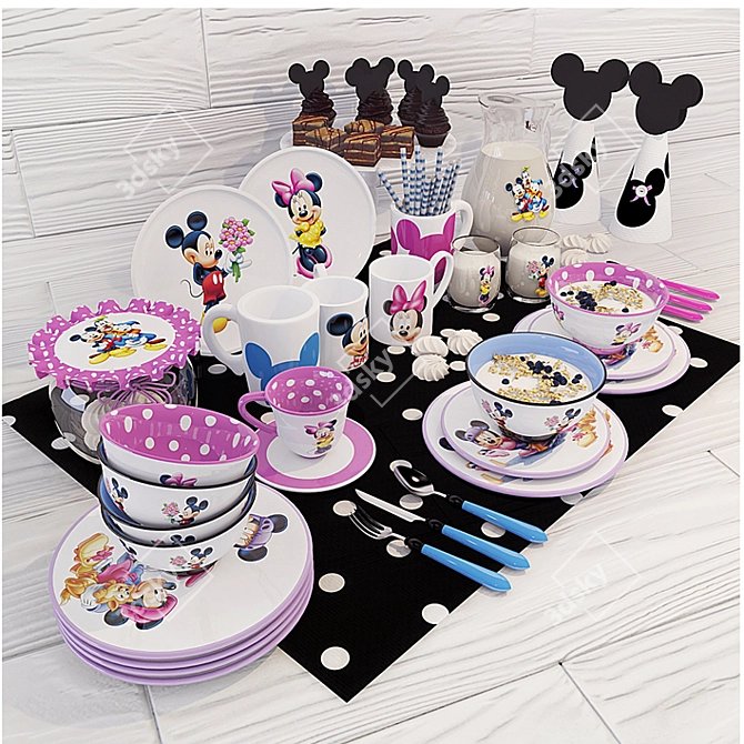 Mickey Mouse Kids' Dish Set 3D model image 1