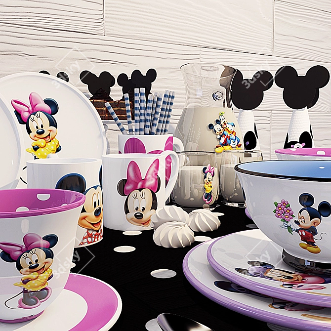 Mickey Mouse Kids' Dish Set 3D model image 2