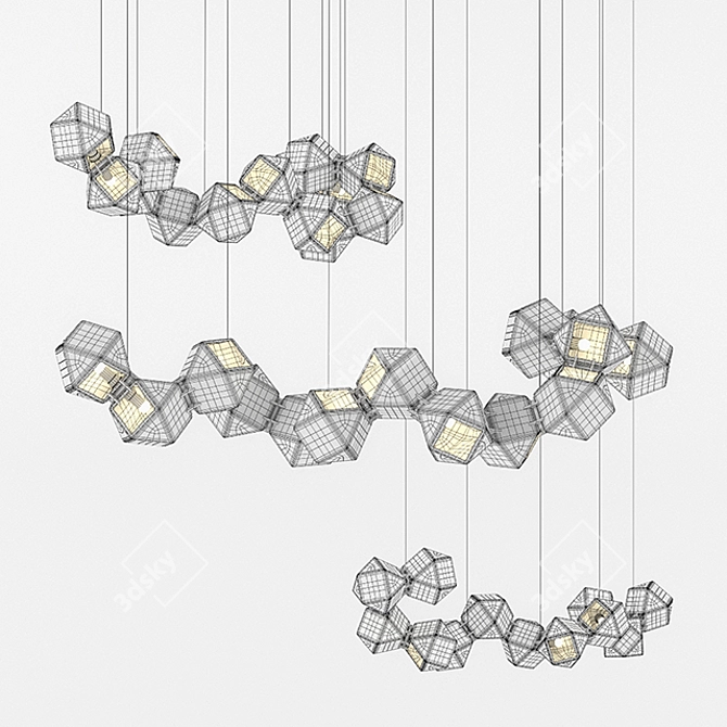 Exquisite Welles Glass Chandelier 3D model image 2