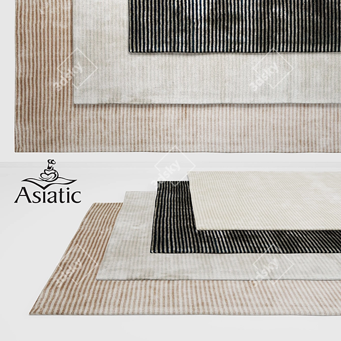 Elegance in Motion: Asiatic Chrome Stripe Rugs 3D model image 1