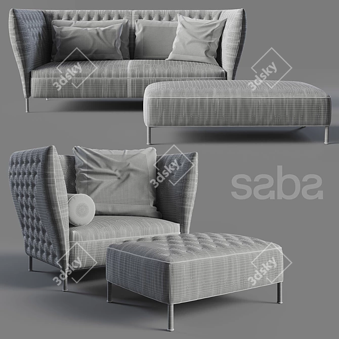 Saba Italia Quilt Set: Stylish and Versatile Furniture 3D model image 3