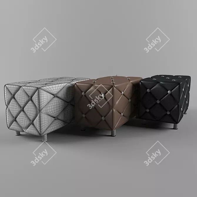 Luxury Leather Pouf - 50x50x100 cm 3D model image 2